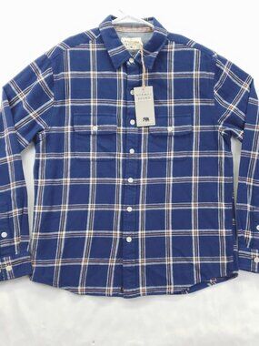 The Normal Brand Shirt Mens Medium Navy Mountain Woven Plaid Long Sleeve